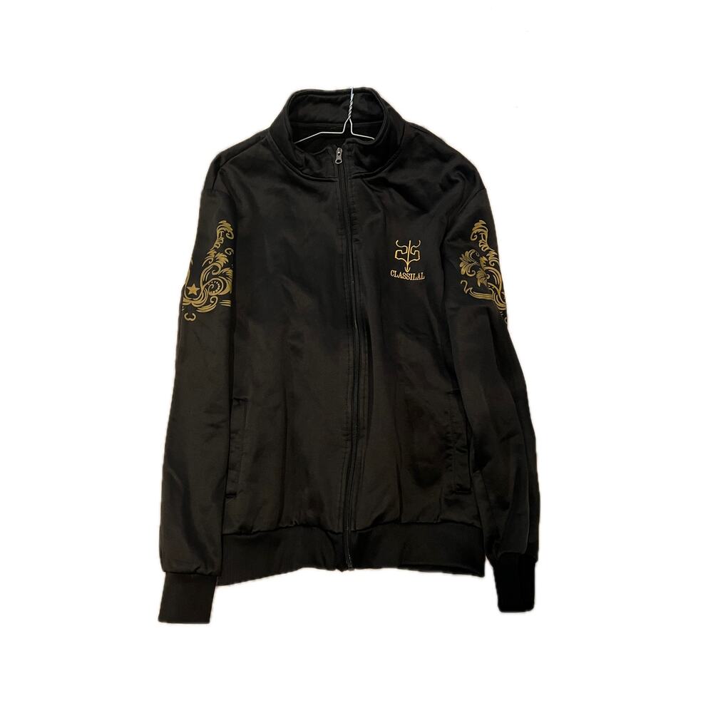 Classilal Zip up Black Track Jacket Mens Large